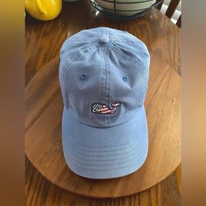 Vineyard Vines Cap - American Flag Whale Logo - Leather Strapback Hat - Blue